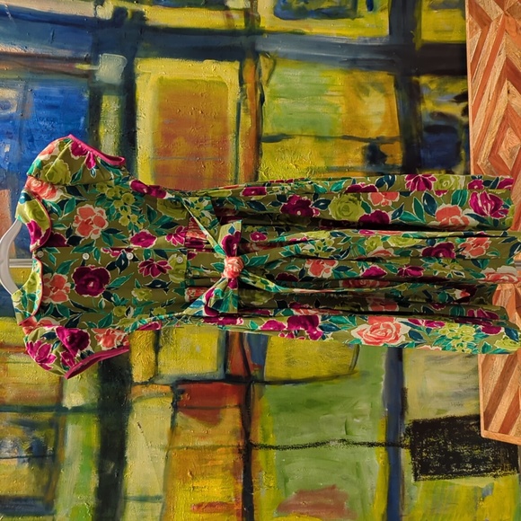 Le' Za Me Avocado Smock Empire Dress 6x - Picture 7 of 9